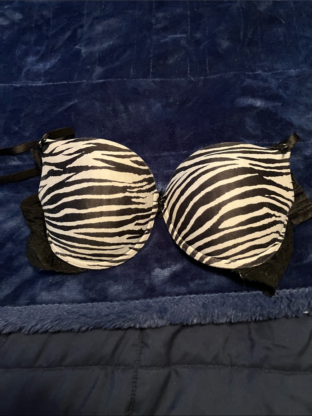 La Vie En Rose Zebra Print Push-Up Bra - Black & White